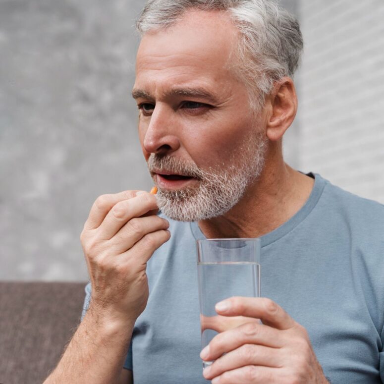 Prostata Hyperplasie - Patient nimmt Tabletten